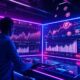 Futuristic AI-powered crypto trading dashboard showcasing Crypto30x.com TNT platform with neon-lit charts and analytics